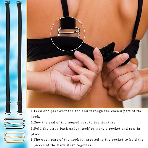 Miniatura 7 de Boao 40 ganchos para brasier de traje de baño, correa de repuesto, gancho deslizante de metal para trajes de baño y lencería, 2 tamaños (0.709 in,