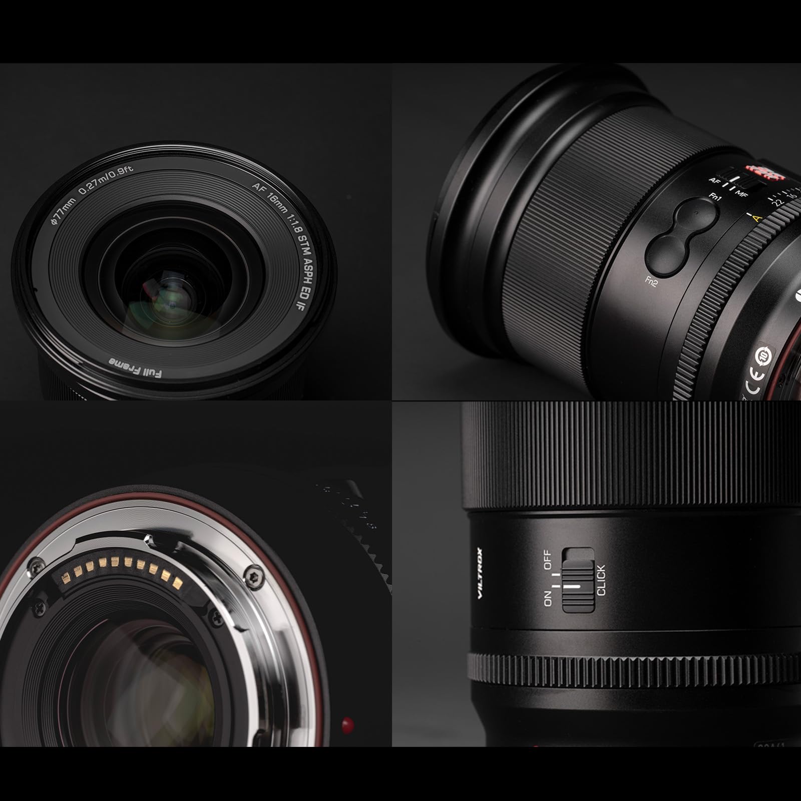 VILTROX AF 16 mm F1.8 Full Format L Mount, livello professionale, grandangolo, autofocus digitale DF, obiettivo fotocamera con schermo LCD, pulsante regolabile AF/MF interruttore per fotocamere a L