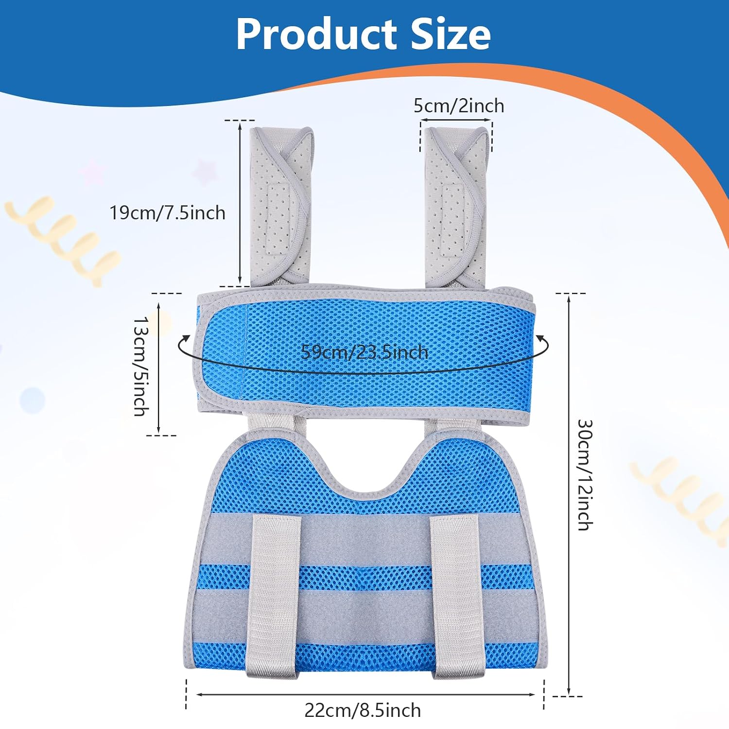 Arm Sling Shoulder Immobilizer with Chest Strap - Kids, Adjustable Pediatric Shoulder Strap for Elbow Wrist Injury, Broken Arm and Post-Surgery Support, Breathable Medical Sling for Shoulder Injury (Blue)