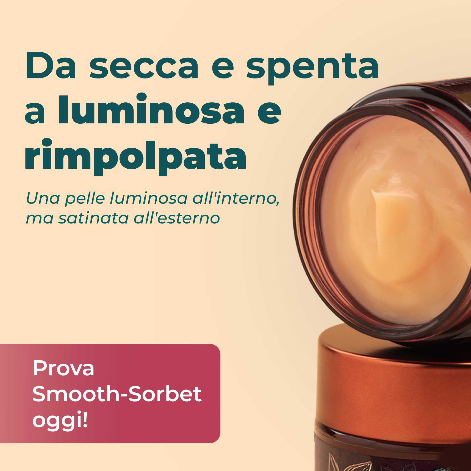 Smooth-Sorbet Crema viso senza olio | Crema idratante vegana leggera per pelle idratata, liscia e grassoccia, con acido ialuronico, manjistha e aloe vera, dermatologicamente testato, 50 g