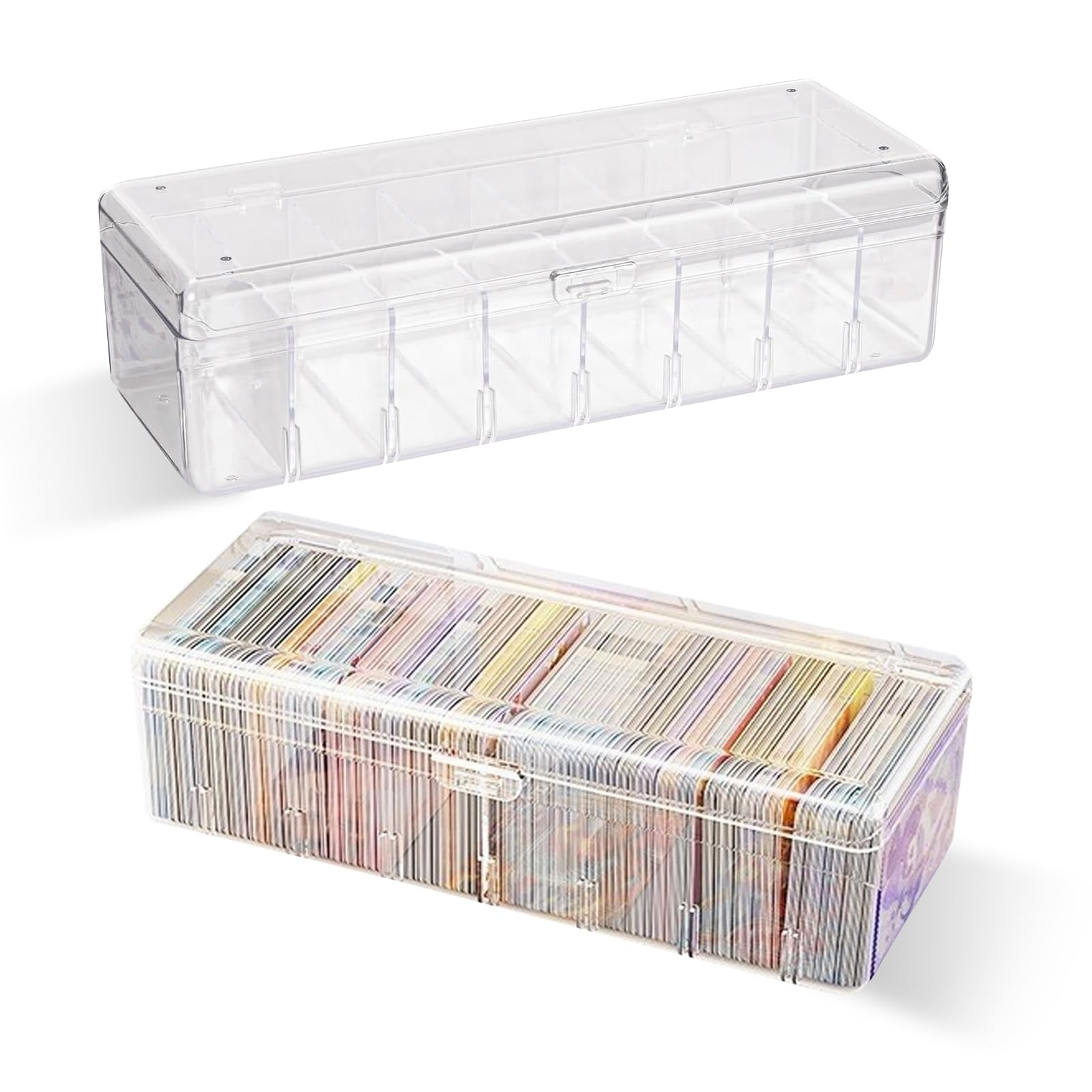 Boite Rangement Carte Lot De 2 Boîtes Rangement Cartes Collection - Plastique Transparent 26x9.5x7.5cm Boîte Rangement Cartes Collection