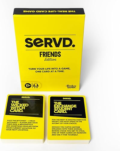 Miniatura 7 de Hasbro SERVD Friends Edition Juego de fiesta  Divertido juego de cartas de la vida real para adultos  Inyecta diversión y estrategia a tiempo con