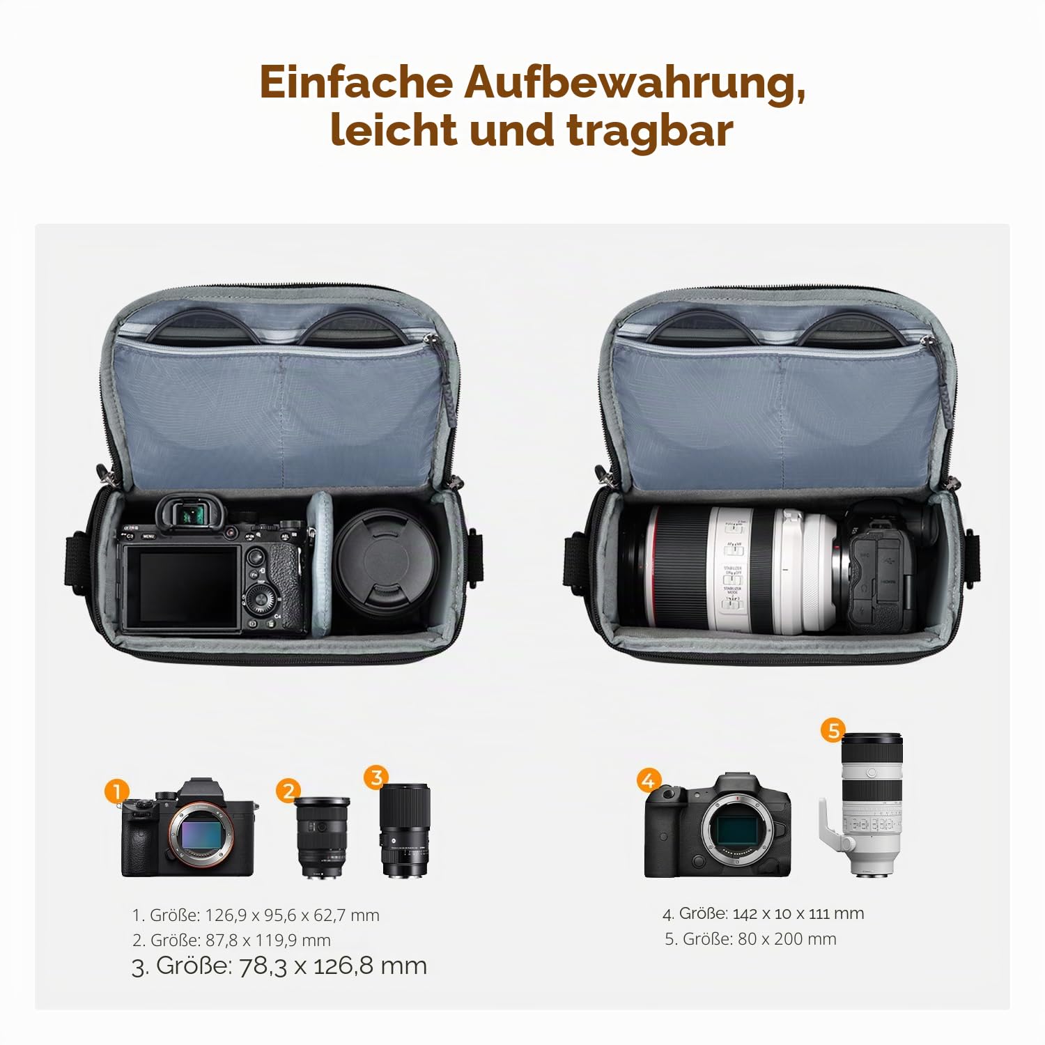 K&F CONCEPT Kamera-Rucksack Kameratasche, SLR-Taschen Umhängetasche, Camera Bag Liner-Tasche, Fototasche für Fotografen Geeignet für den täglichen Gebrauch