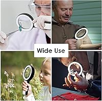 Vista 4 de MoKo Magnifying Glass with Light, 30X Handheld Large Magnifying Glass 18LED 3 Modes Illuminated Lighted Magnifier for Elderly Kids Reading