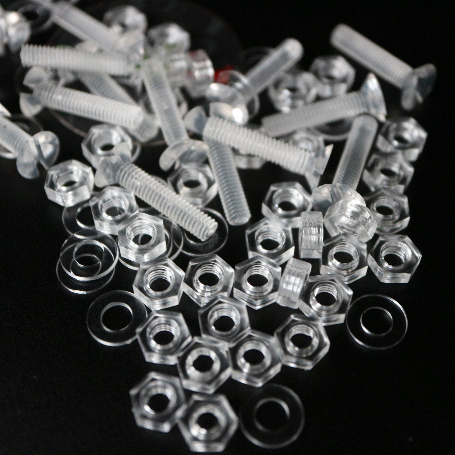 50 x Slotted Countersunk Screws. Bolts, Nuts, Washers, M4 x 20mm - Transparent Clear, Acrylic Plastic Screws - Image 3