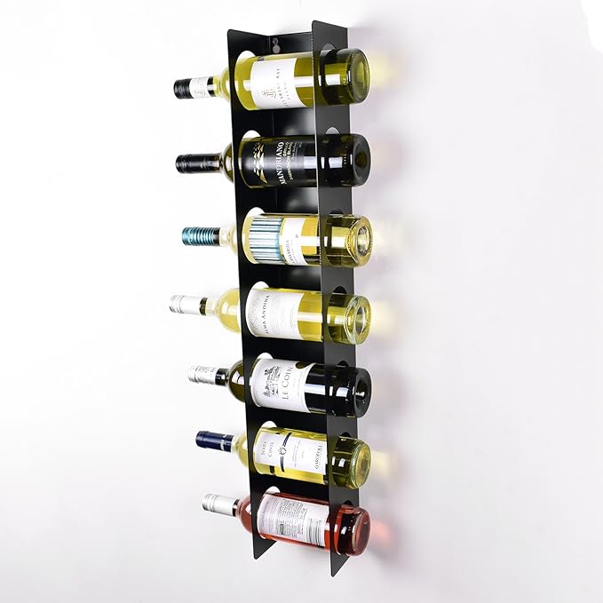 Steel Wall Mounted Narrow Wine Rack Durable, Tall Vertical 7