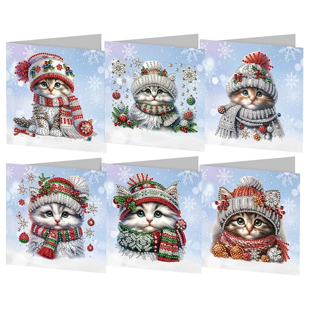 SPEPROECO Diamond Art Christmas Cards, Diamond Art Cards& Envelopes with Christmas Elements, Diamond Painting Christmas Greeting Cards with Diamond Card Making Kit, Handmade Diamond Art Postcard
