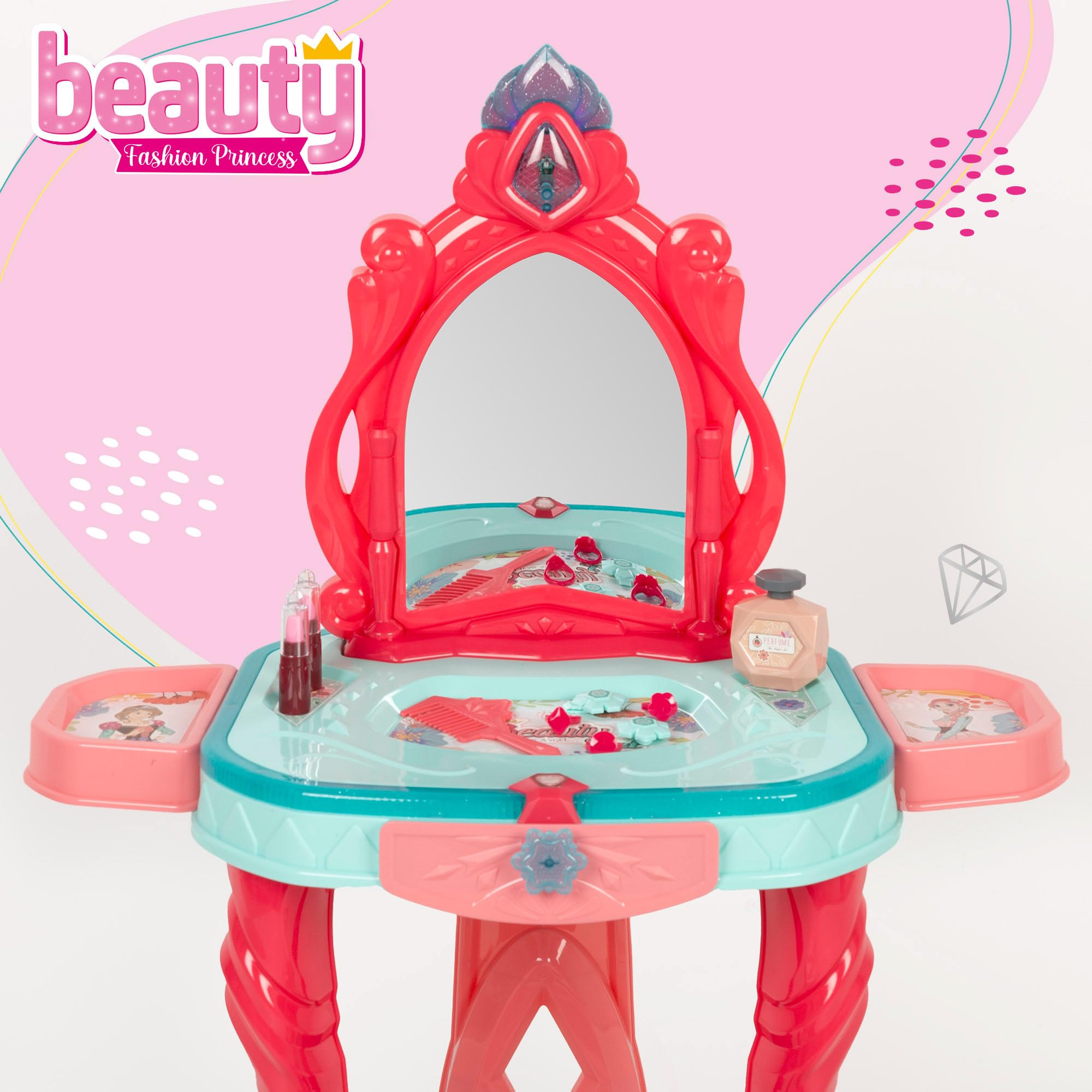 ColorBaby- Vanità Trucco per Ragazze, Colore Rosso, 57x24x75 cm, 47969