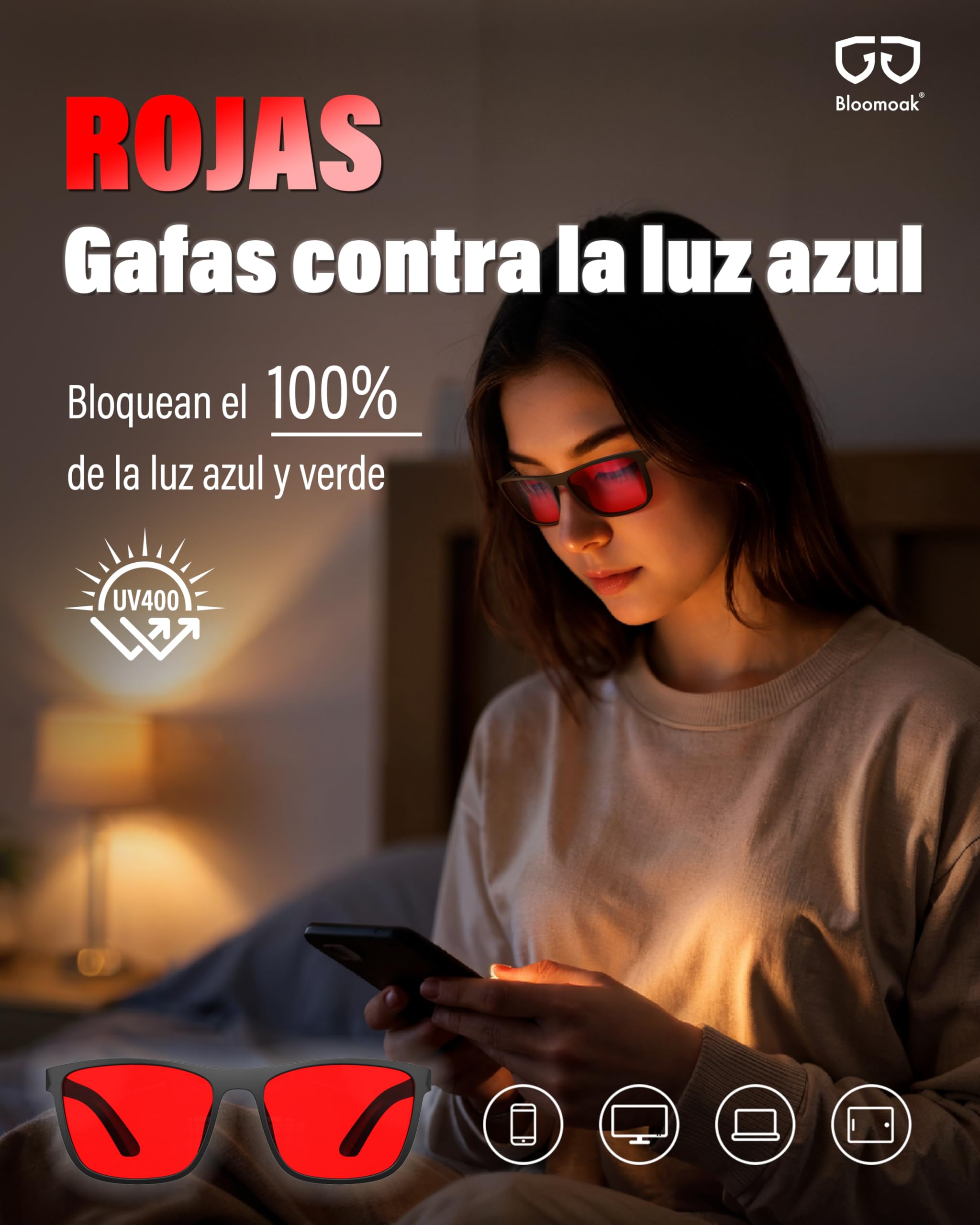 Bloomoak-99% Gafas de bloqueo de luz azul-Antideslumbrantes-Antifatiga-TR90-Adecuado para pantallas, juegos, tvs