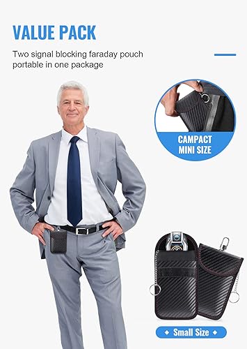 Miniatura 6 de Lanpard Faraday - Bolsa para llavero (paquete de 2), protector de jaula Faraday, protector de llavero de bloqueo de señal RFID para automóvil, doble