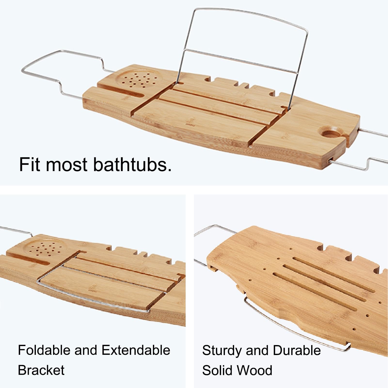 Bandeja de bañoBandeja de baño Bandejas de Madera para bañera con Soporte para Copas de Vino y Libros, Soportes para bandejas Plegables para el baño del Hotel en casa, Soporte de Mesa para b