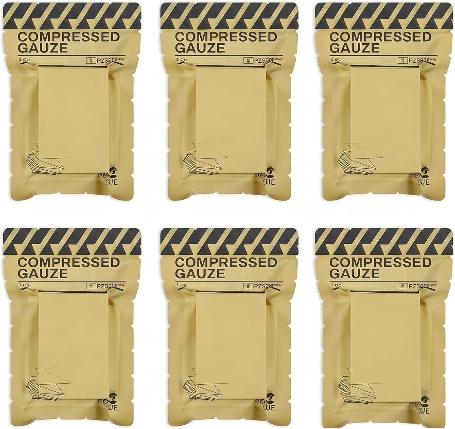 Compressed Gauze Pads 6 Pack, Vacuum Sealed Portable Wound Care Dressing for First Aid Kit Storage
