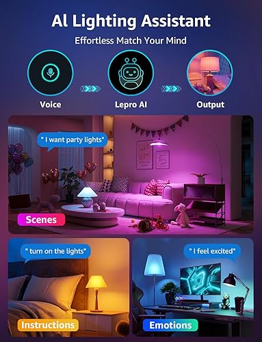 Miniatura 2 de Lepro Bombillas inteligentes B3 AI Bombilla A21 equivalente a 1500 lm 100 W, WiFi y Bluetooth RGBWW cambio de color, funciona con Alexa y Google