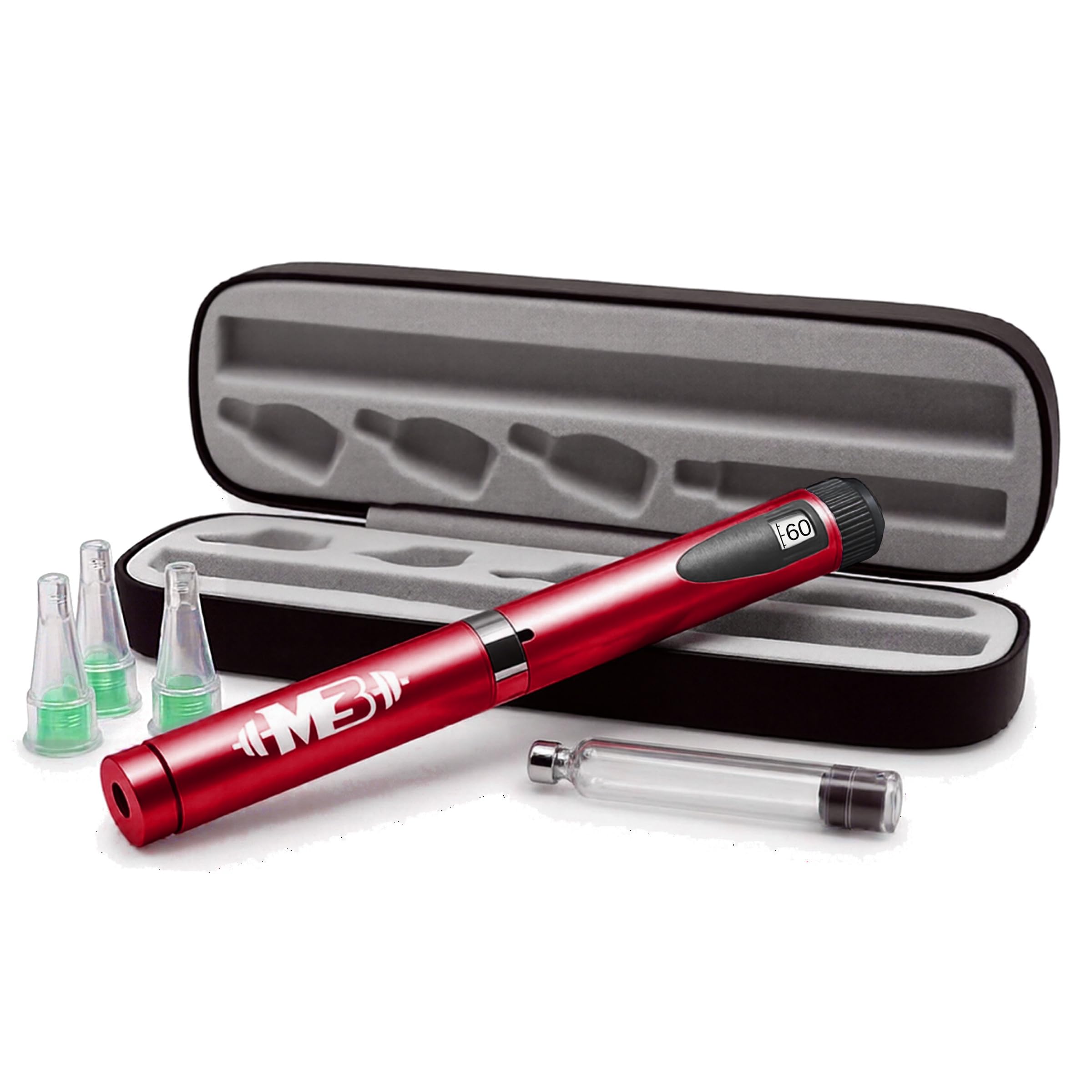 M3Gear Metal Reusable Peptide Pen Kit – 60-Unit Precision Dial, 3 mL Glass Cartridge, 3 Pen Tips & Hard Case – 6 Piece Kit (Silver) — Amazon image 10