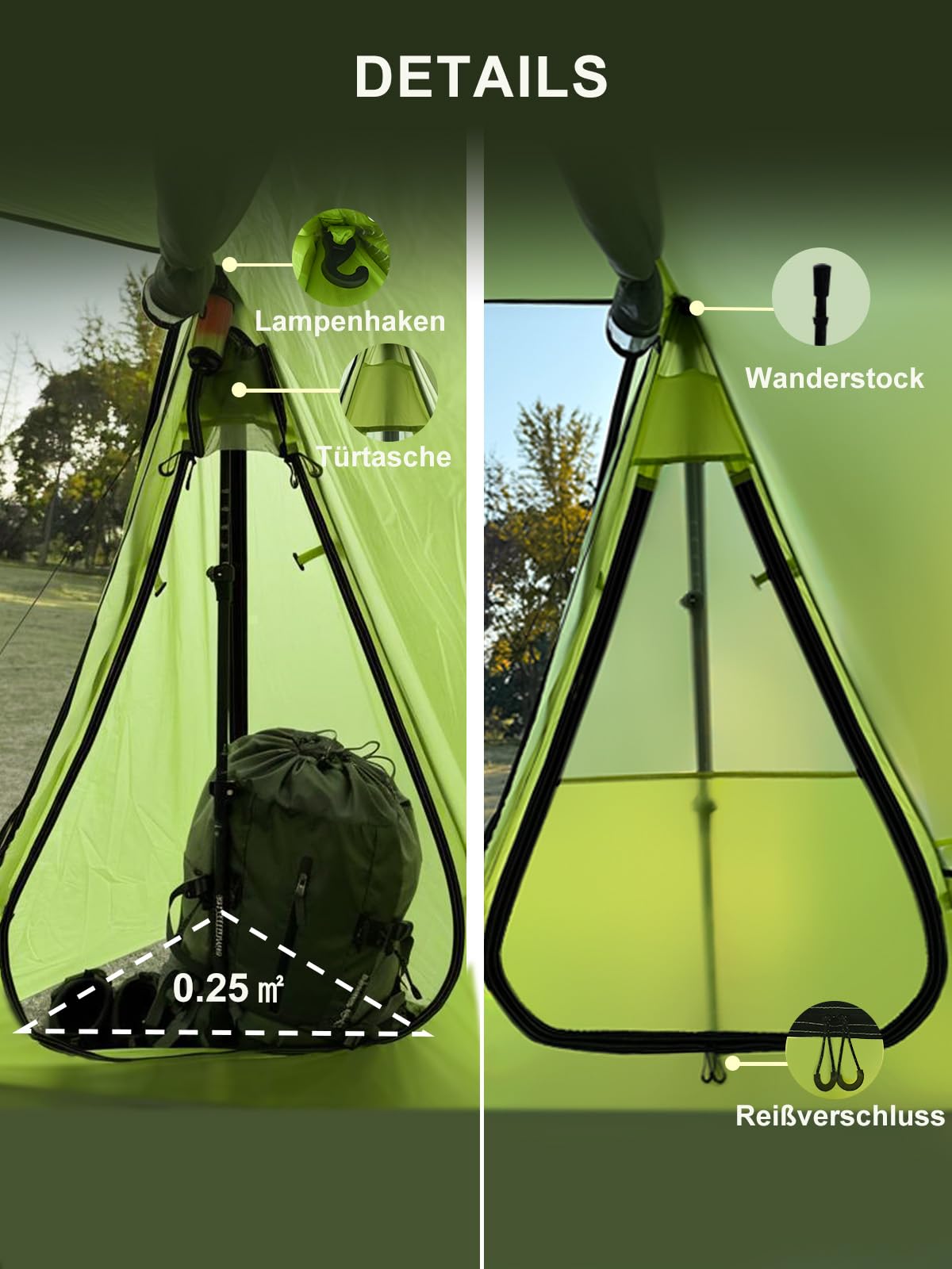 TOMOUNT Ultraleichte Nylon Trekking Shelter EIN-Mann Zelt Kleine Packungsgröße Zeltbahn, 4 Saison Wasserdicht & Winddicht Kompakt Trekkingzelt für Hiking, Wandern, Camping, Outdoor
