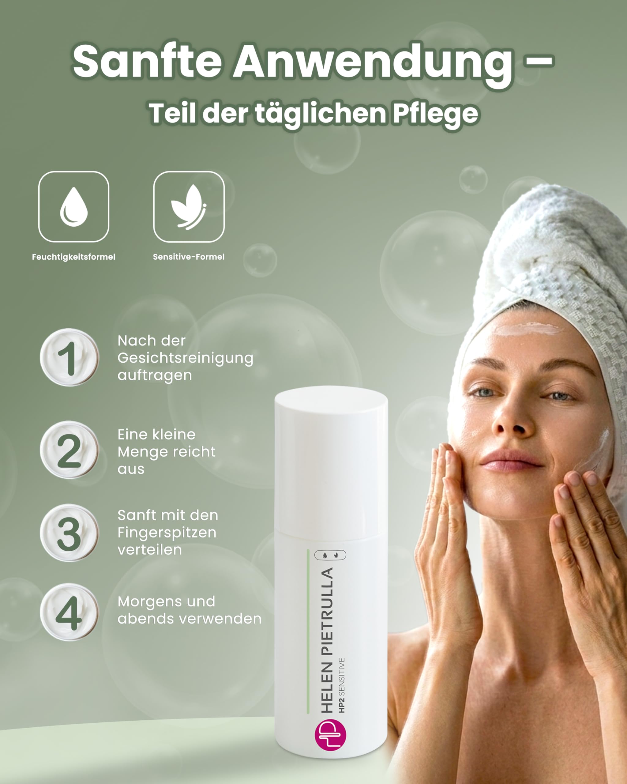 Helen Pietrulla - HP2 Sensitive (100ml) Schützende Tages-/Nachtcreme mit Panthenol, Vitamin E, Calendulaöl, Aloe Vera - Beruhigend, feuchtigkeitsspendend, vitalisierend. Unterstützt Regeneration