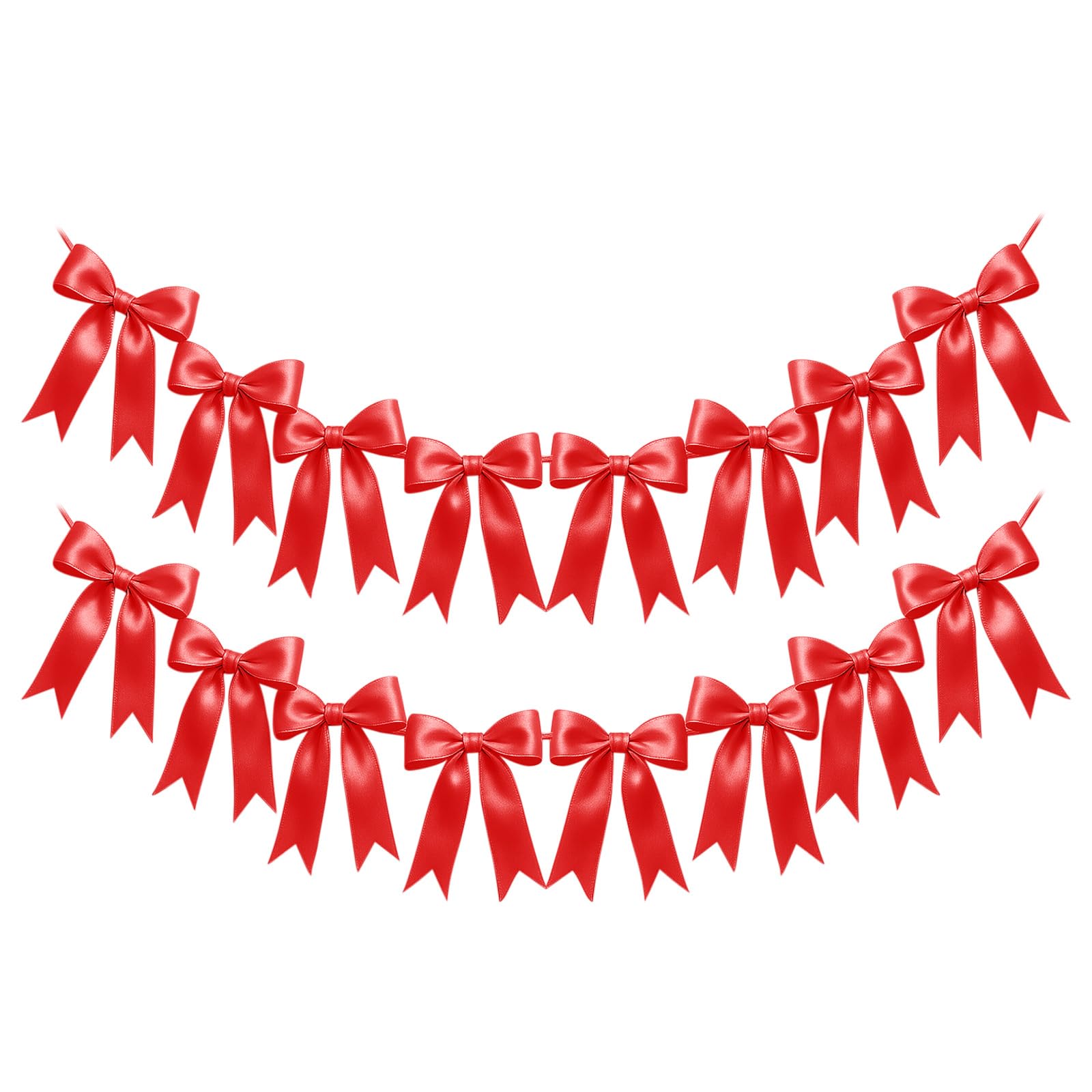 2 Strings of 16PCS Red Bow Garlands Banner Decoration,Pre-Strung Satin Ribbon Ornaments for Birthday,Bachelorette Party, Bridal Shower,Wedding,Engagement, Baby Shower,Graduation Decor,Valentine's Day