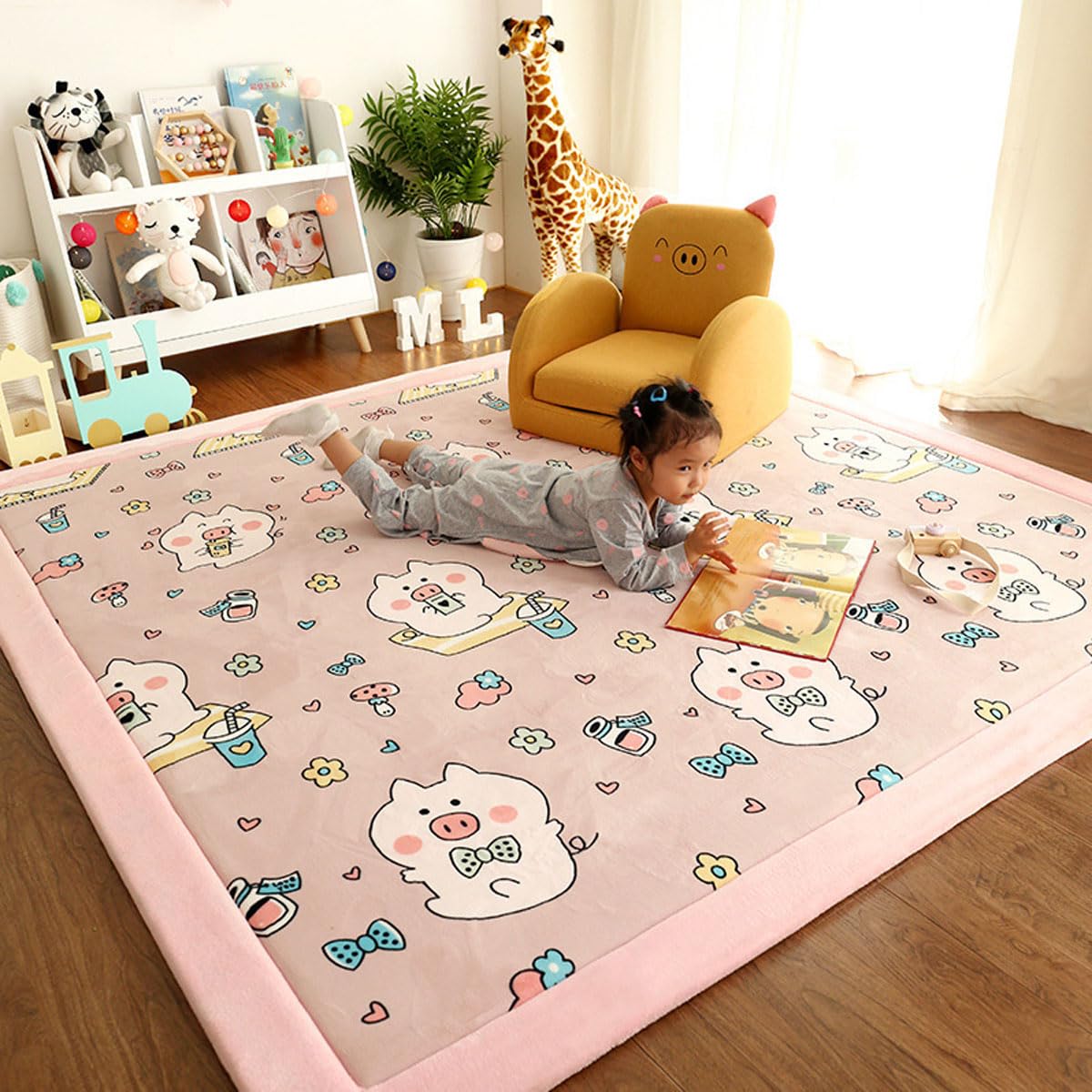 Single tree forest 2.5cm Thick Kids Carpet, Large Area Rug-Happy Piggy-180 * 200cm