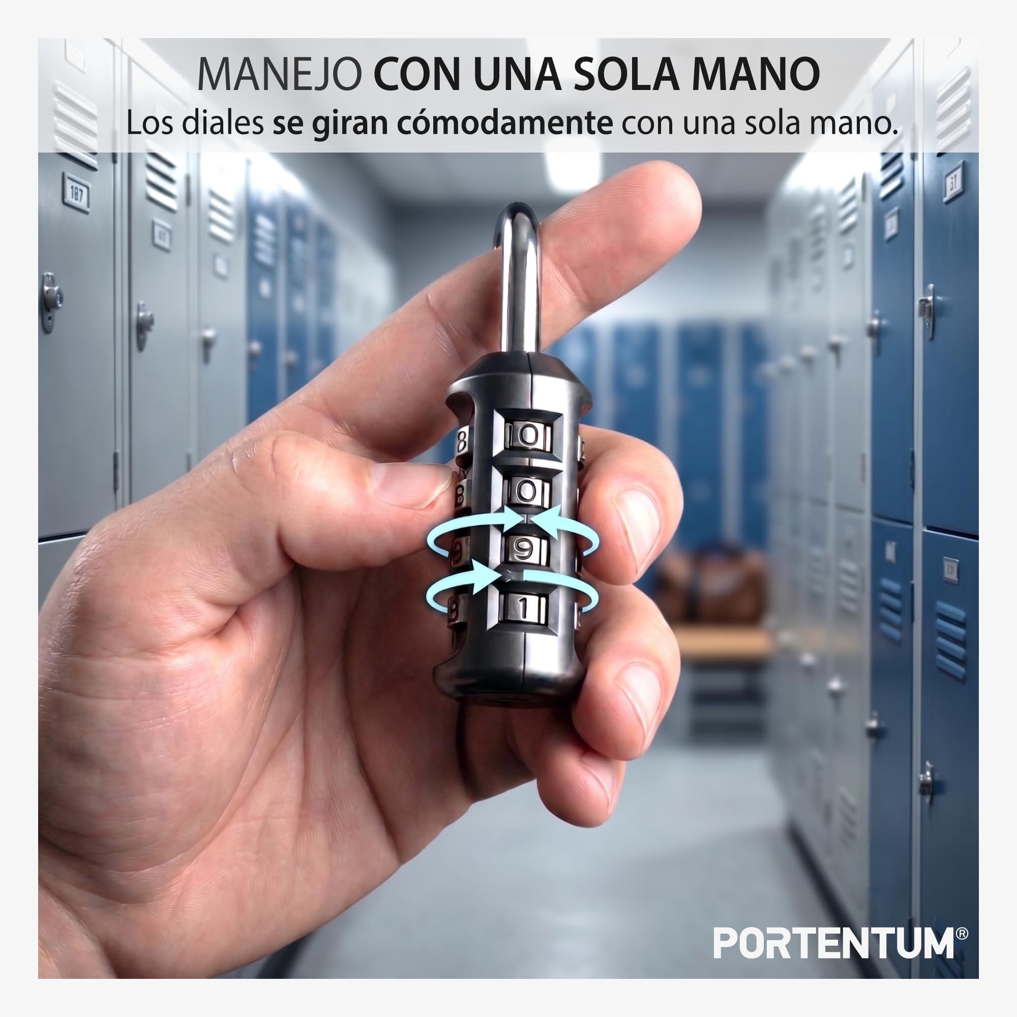 PORTENTUM Candado combinacion 4 dígitos reajustable – Caja de 20 candados en 10 packs de 2 – Candado taquilla gimnasio con arco de acero – Candado exterior negro para armarios vallas y trasteros