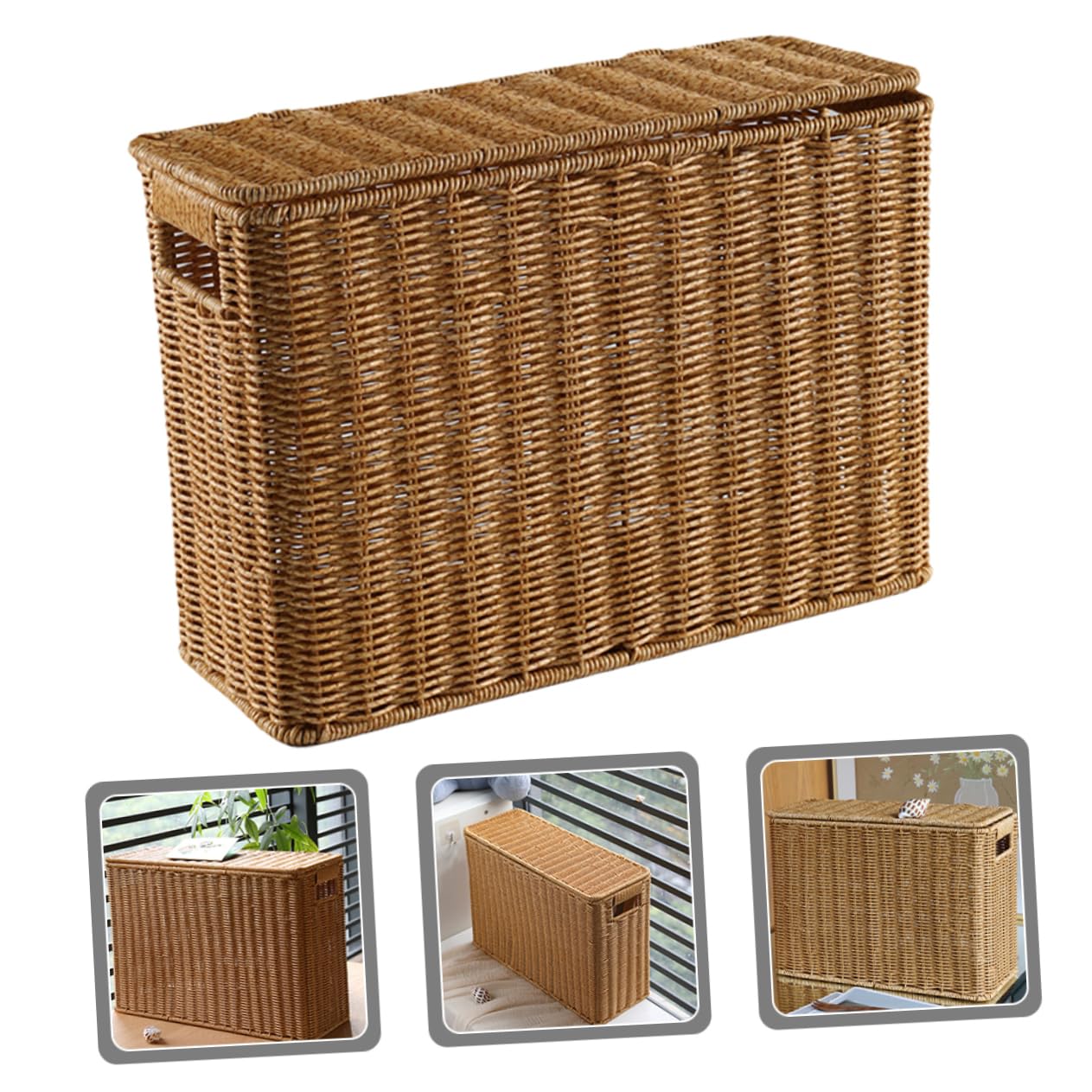 STOBAZA Cesta De Almacenamiento Tejida Con Para Juguetes y Accesorios Recipiente Organizador Portátil De Casa Para Cocinas y Salones Diseño Práctico y