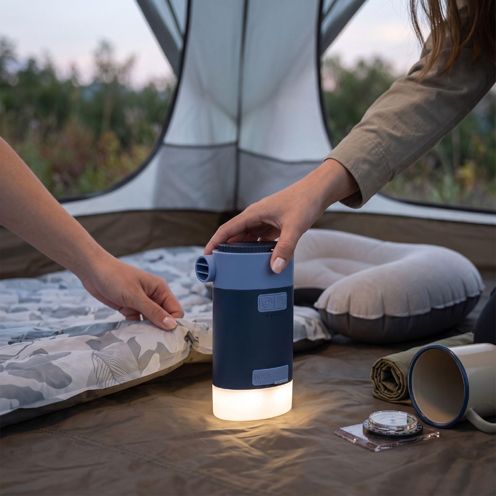 Xiuganpo Bomba de Aire Solar con Linterna, Bomba Inflable