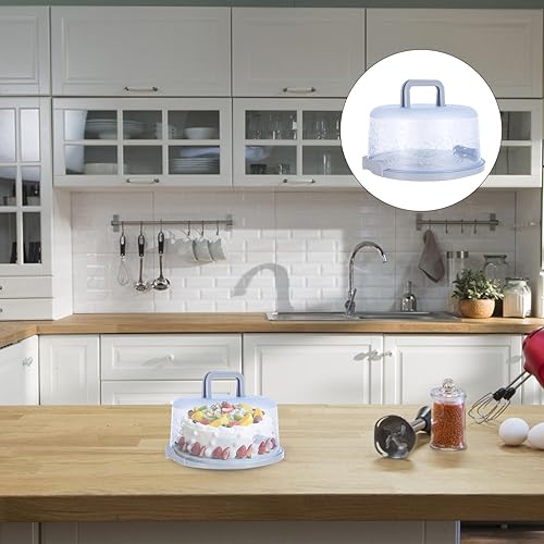 Miniatura 7 de Hemoton Contenedor redondo de almacenamiento para tartas con tapa y asa, soporte para recipientes para tartas de 8 pulgadas, cubierta de plástico