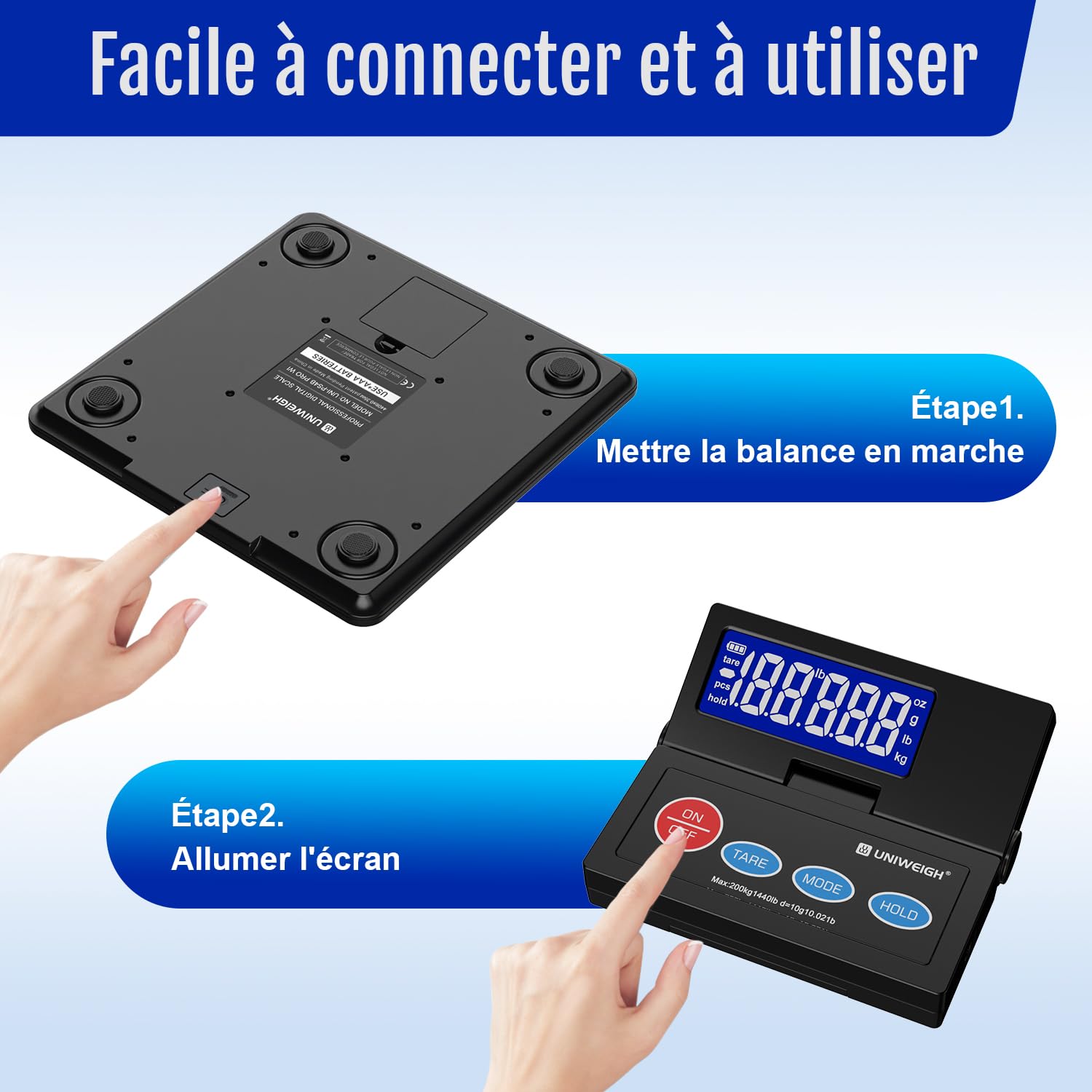 Balance postale numérique sans fil UNIWEIGH 200 kg précision 10 g écran LCD