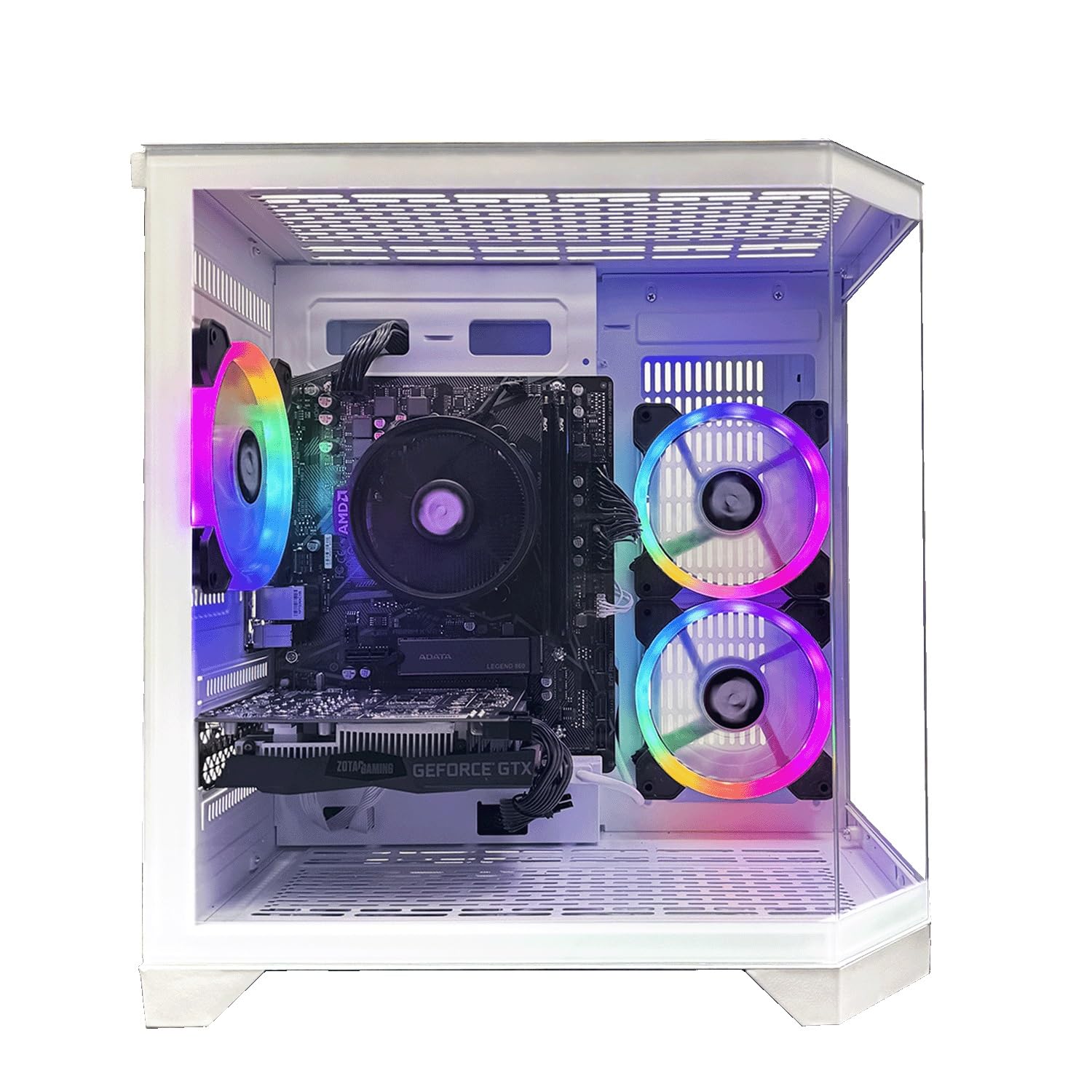 NitroPC - PC Gaming Avanzado (AMD Ryzen 5 5500 3.6 GHz, NVIDIA RTX 5060 8GB, RAM 16GB, M.2 1TB, Windows 11 Pro, iluminación RGB, WiFi) Ordenador de sobremesa, PC Gamer (Blanco)
