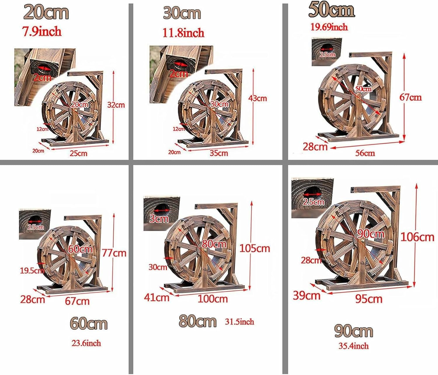 Water Wheel Fountain Outdoor Garden Water Wheel Waterfall Wooden Fountain Garden Decoration Water Feature Design