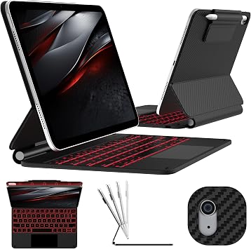 typecase Edge Keyboard Case for iPad 11th Gen A16 2025 & 10th Gen 10.9" 2022 Multi-Touch Trackpad, 11-Color Backlit Magic-Style Keyboard Floating Magnetic Stand, Pencil Holder Carbon Fiber