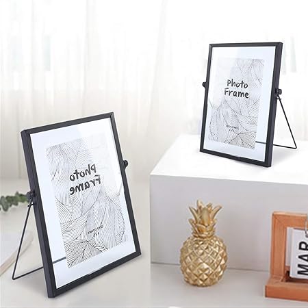Amazon Co Jp Awagas フォトフレーム メタル 黒色 額縁 写真立て お洒落 卓上フォトフレーム フォトスタンド 結婚式 写真フレーム 横縦置き兼用 額立て 15xcm 家電 カメラ