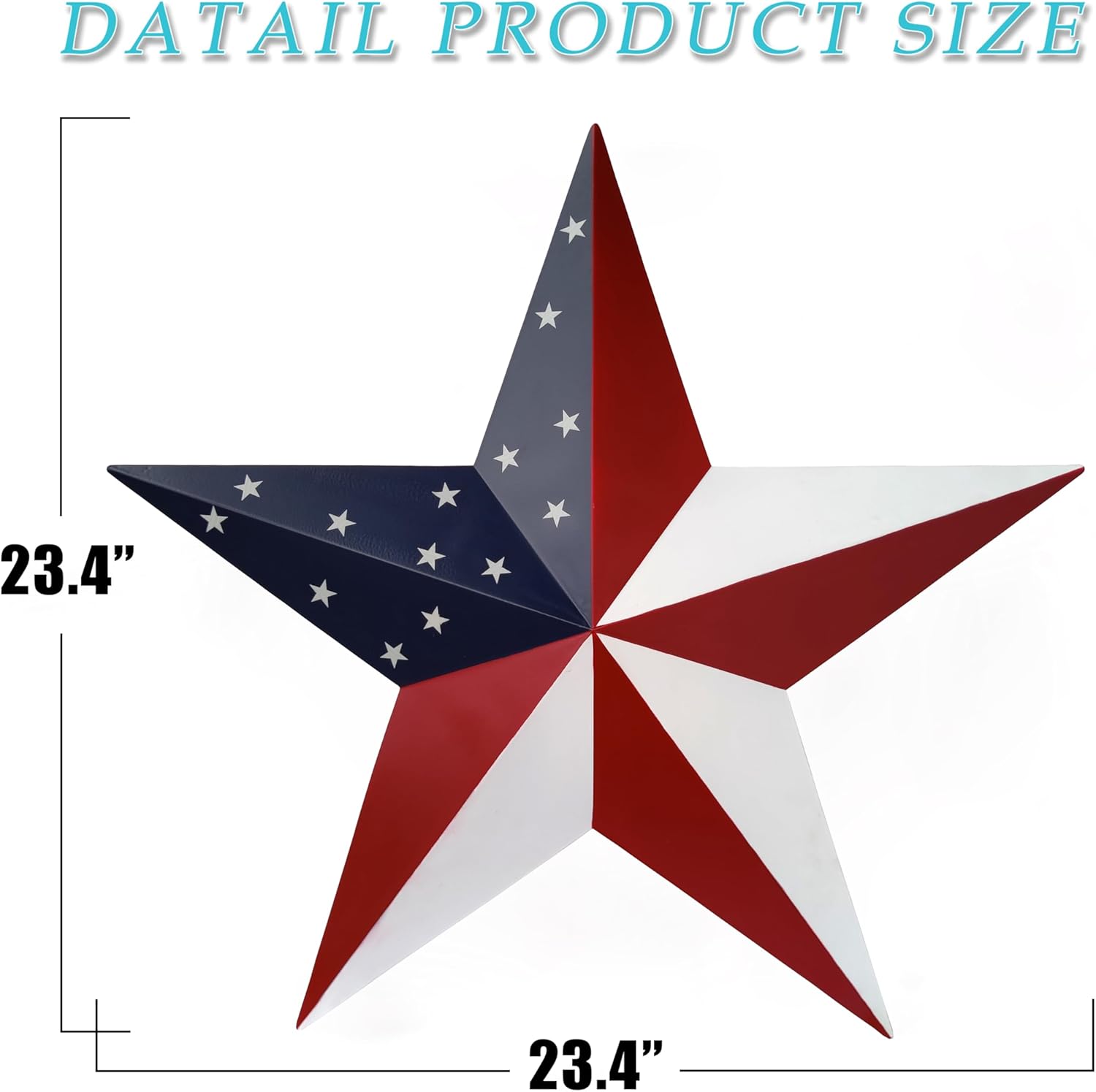 JoyEvy American Barn Star US Flag Stars Indoor Outdoor Decor, Metal Patriotic Star Wall Decoration, Texas Stars for Outside Rustic Vintage Western Country Home Farmhouse Wall Ornament(23.4inch)