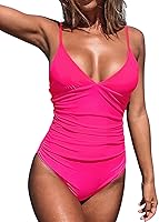 Vista 24 de CUPSHE - Traje de baño de una pieza para mujer, con control de abdomen, cuello en V