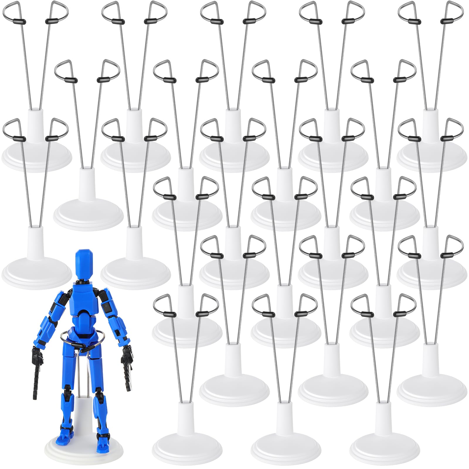 Yaocom 24 Pcs Doll Stand Adjustable Action Figure Display Holder Support for 4-6 Inches Dolls, Creative Storage Stand for Home Shop Birthday Party Favor for Male Female(4.72-5.51inch,White)