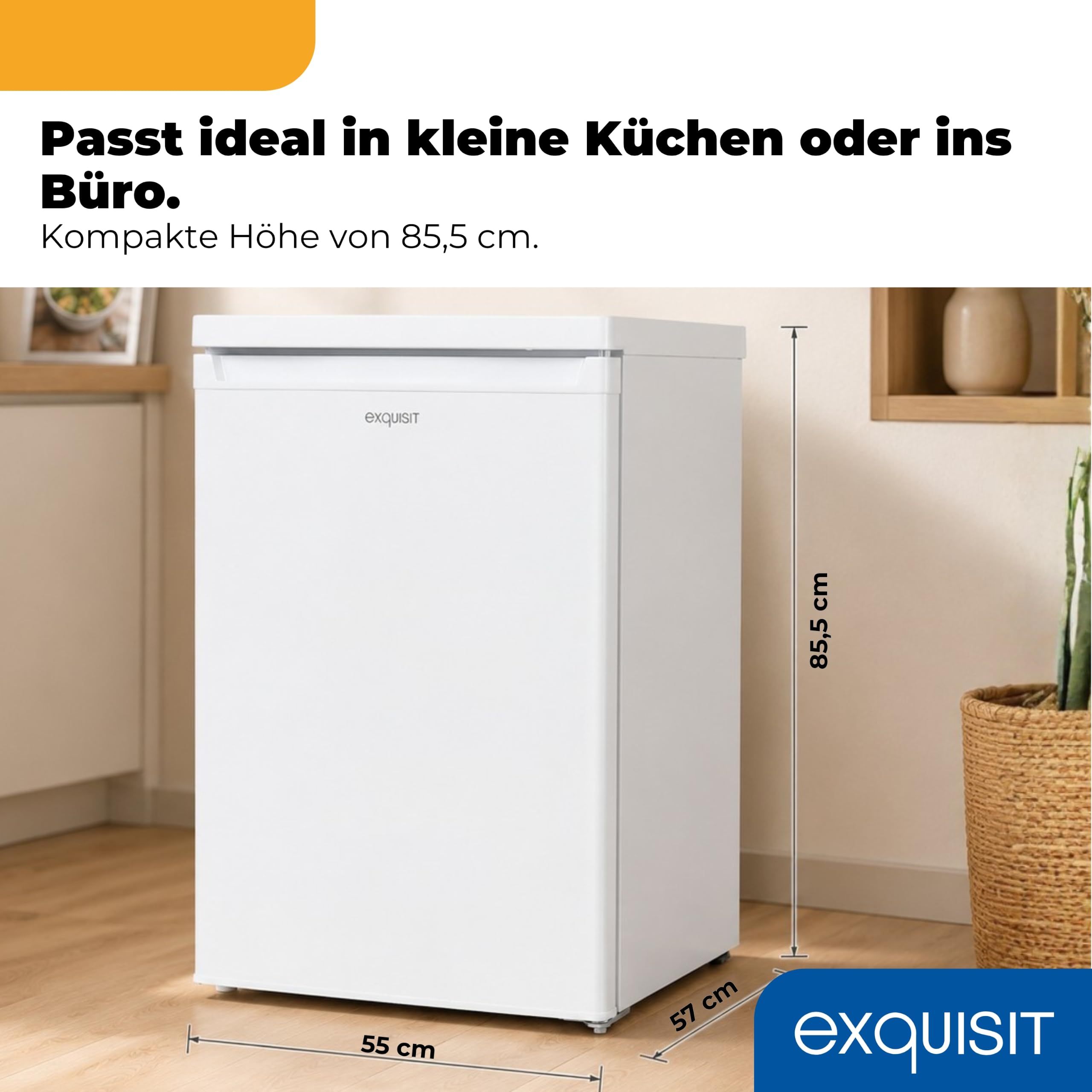 Exquisit Vollraumkühlschrank KS516-V-040E 127 l Energieklasse E 39 dB(A) LED-Innenbeleuchtung weiss
