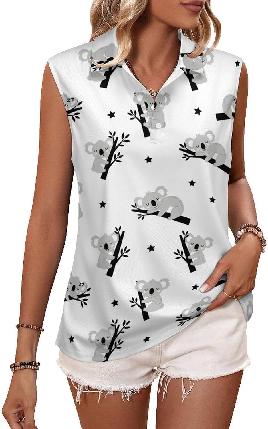 Women's Golf Shirt Sleeveless V Neck Tank Tops Wicking Tennis Athletic Polo Shirts