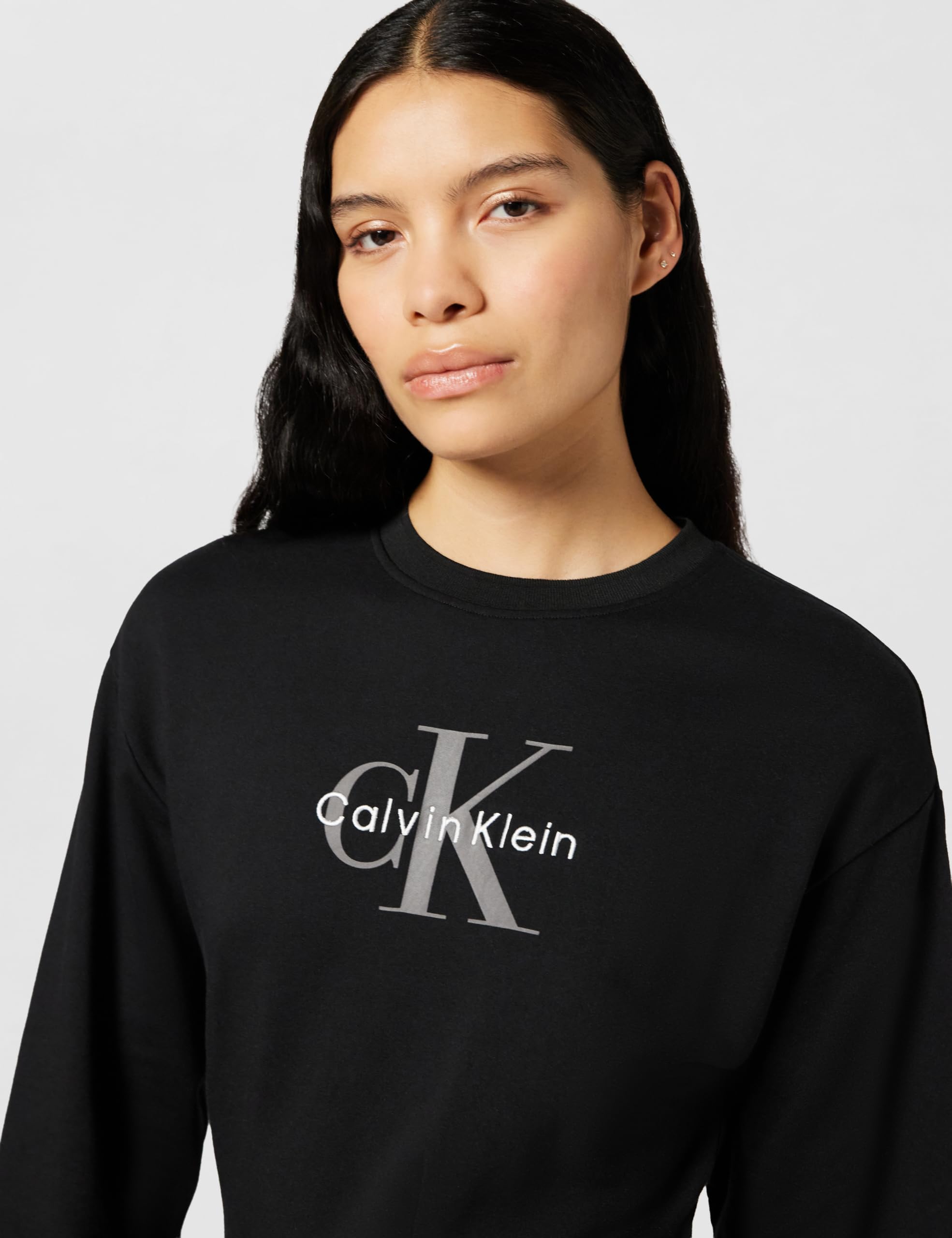 Calvin Klein LS Monologo Terry Crew Fashion D Lv047e224g Vestiti Donna