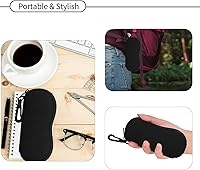 Vista 5 de Hion Sunglasses Soft Case Ultra Light Neoprene Zipper Eyeglass Case With Belt Clip