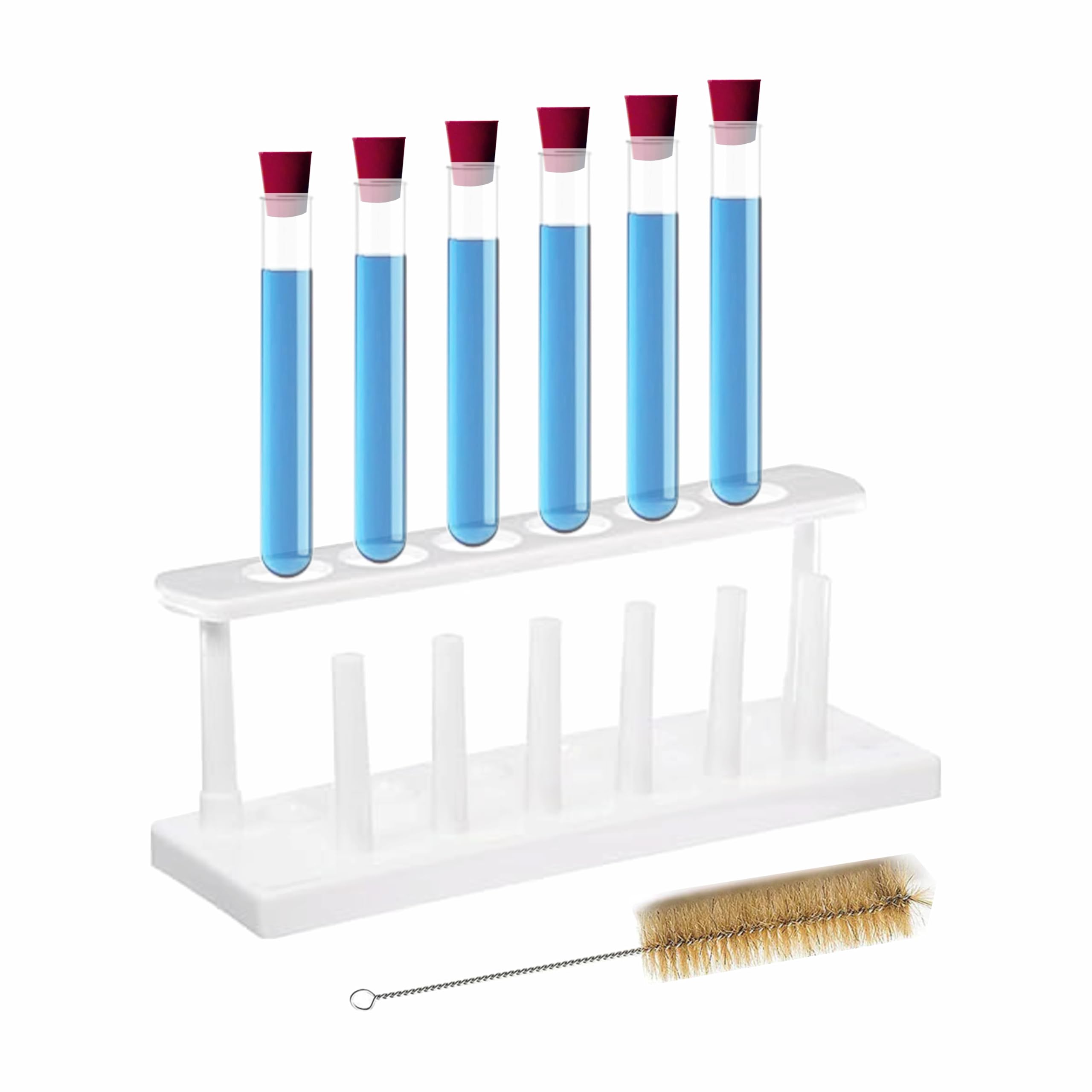 Bello Borosilicate Glass Test Tube 15mmX125mm 6pcs, Test Tube Stand & Cork 6pcs With Cleaning Brush For School College Lab Laboratory Etc.-image-19