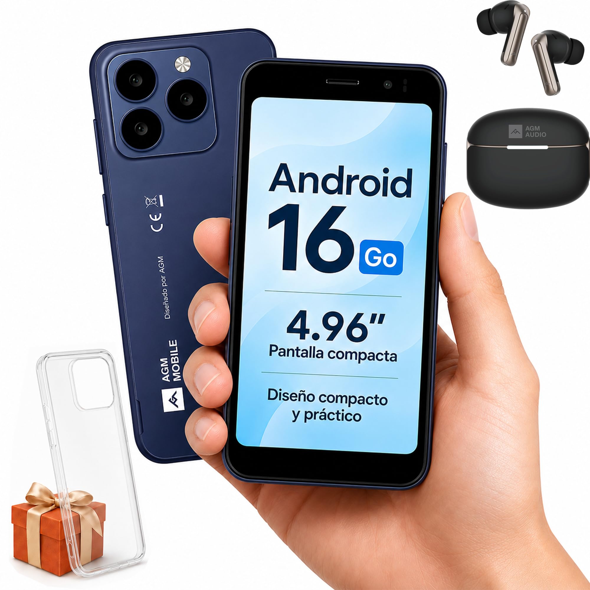 AGM Note N2 Mini Teléfono 4G,Android 16 go,Buds 8 Auriculares Inalámbricos Bluetooth 5.4