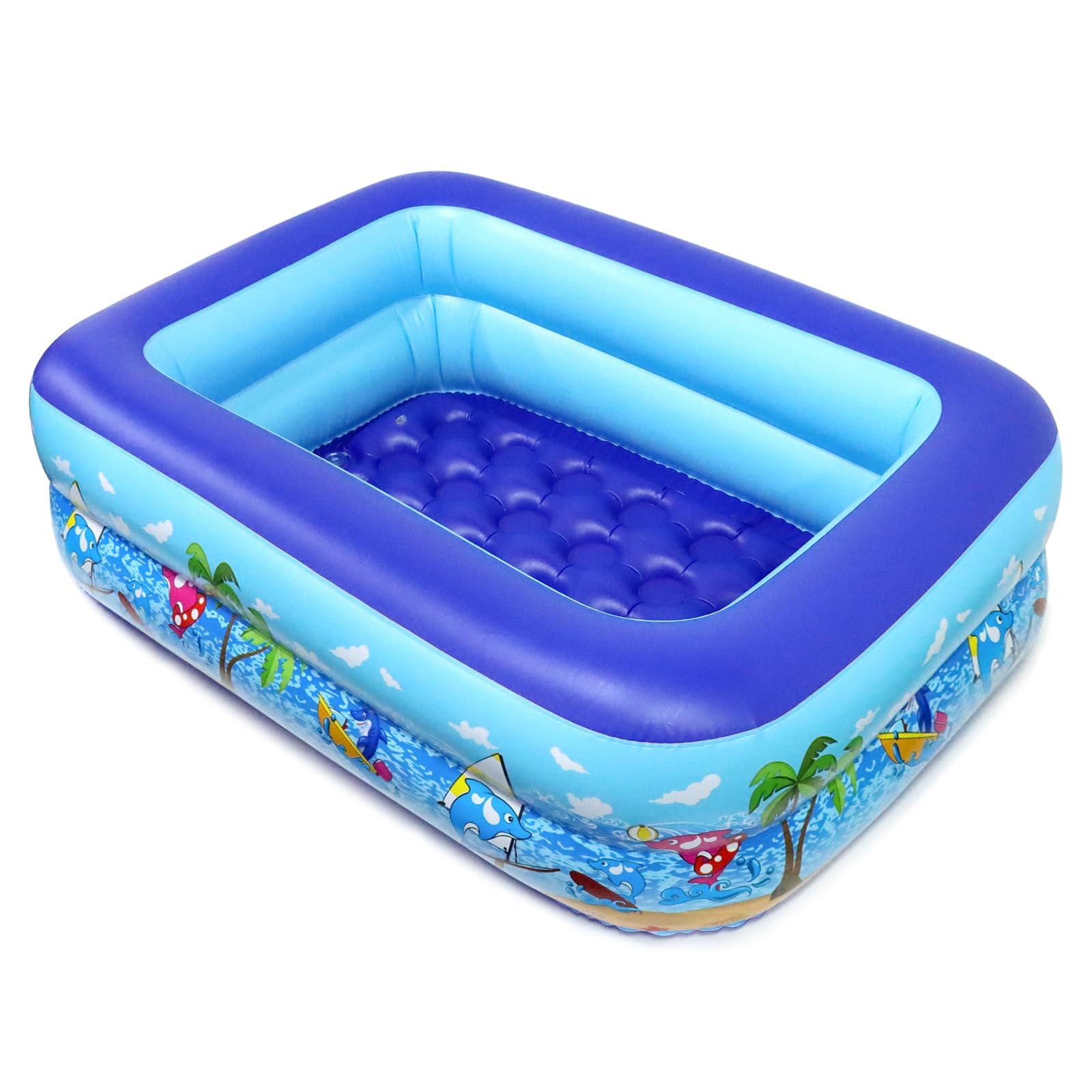 Piscina Inflable para Niños 110cm, PVC Reforzado, Piscina Familiar, Juegos Acuáticos al Aire Libre, Plegable y portátil, con 3 cámaras de Aire, para niños pequeños y Mascotas