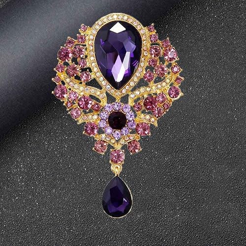 Miniatura 6 de 4 piezas de broche con gran tamaño de diamantes de imitación de cristal de joyería de moda, Cristal Diamante de imitación Resina, Sin gemas.