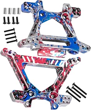 Aluminium Shock Tower Shock Mounts Upgrades Part for 1/10 Slash Rustler Stampede Jato 4X4 VXLBL-2s 4WD,F0rd Fiesta ST Rally VXLBL-2s,RC Front Rear Shock Mounts Hops Up,Colorful