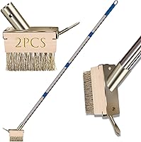 GHWMYD Moss Grout Remover Brush with 64.9" Extendable Handle - 2 Wire Brush Heads, Crack Scraper for Patio, Deck, Driveway Crevice Cleaning