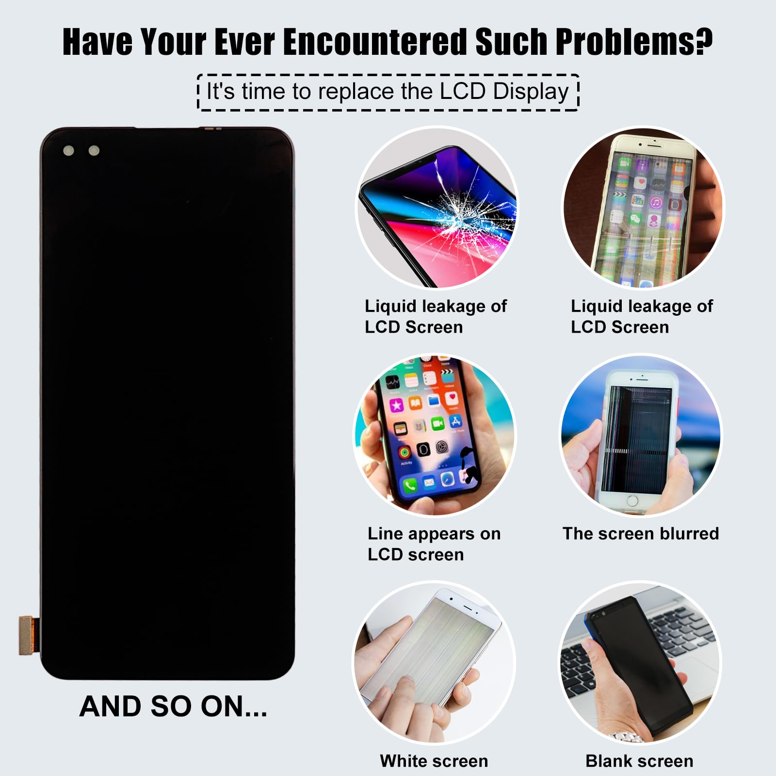 Display OLED compatibile con 1+ Nord & 1+ Nord (5G) & 1+ 8 Nord 5G & 1+ Z LCD Display Touchscreen Digitizer Assembly Vetro con kit di strumenti di riparazione aggiornato