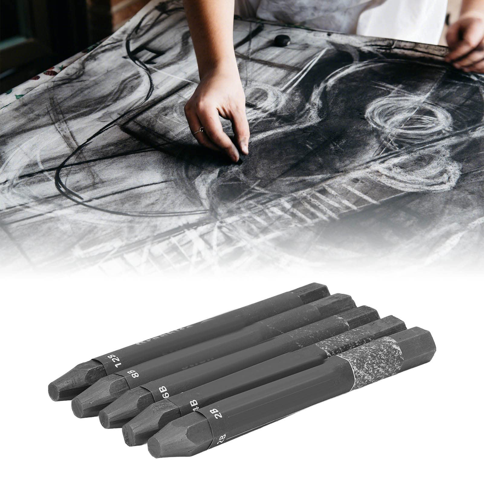 Tige en graphite, 5 bâtonnets de graphite inoffensifs solubles dans l'eau, toucher délicat et sans danger pour l'esquisse pour l'aquarelle