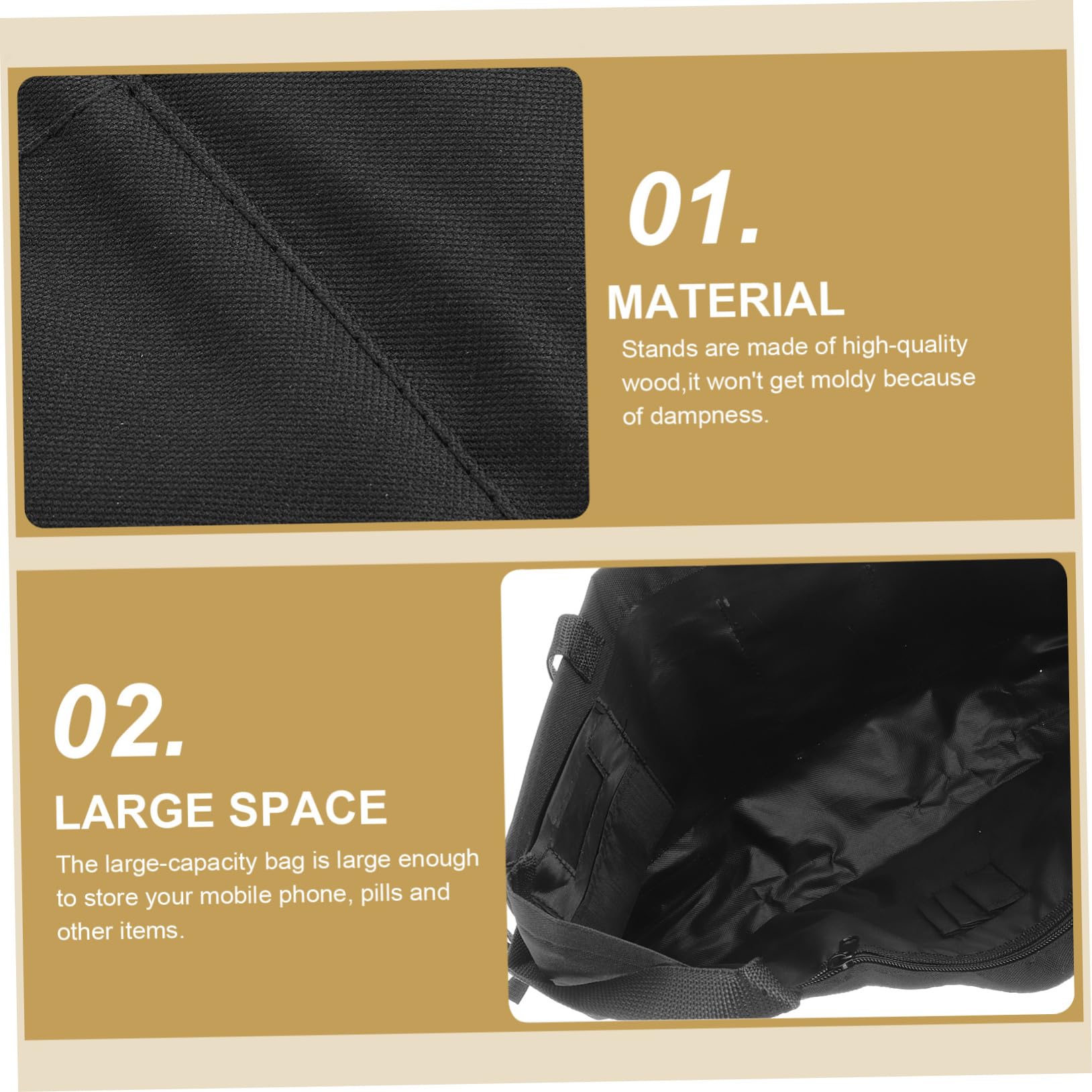 Bolsa Portátil para Andador Negra de Tela Oxford, Gran Capacidad | Accesorio Colgante, Uso en Compras y Actividades al Aire Libre, Ligero y Fácil de Llevar