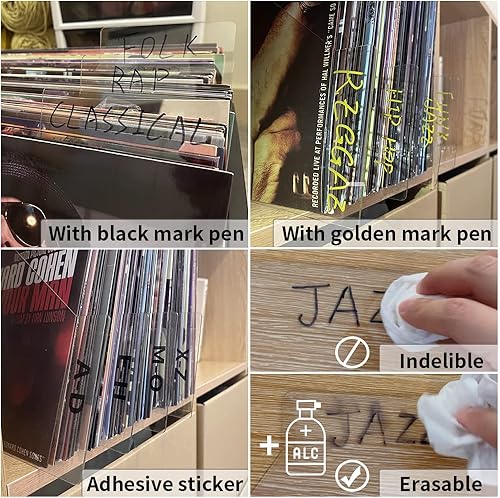 Miniatura 5 de OrigoDeco Divisores de discos de vinilo acrílico, separadores de discos de bricolaje, separadores de discos A-Z Género ERA BPM y escritorios para