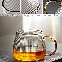 Vista 6 de AVLA 6 Pack Glass Coffee Mugs, 16 OZ Unique Vertical Stripes Coffee Cup, Clear Large Tea Glasses with Handle, Vintage Transparent Glassware for