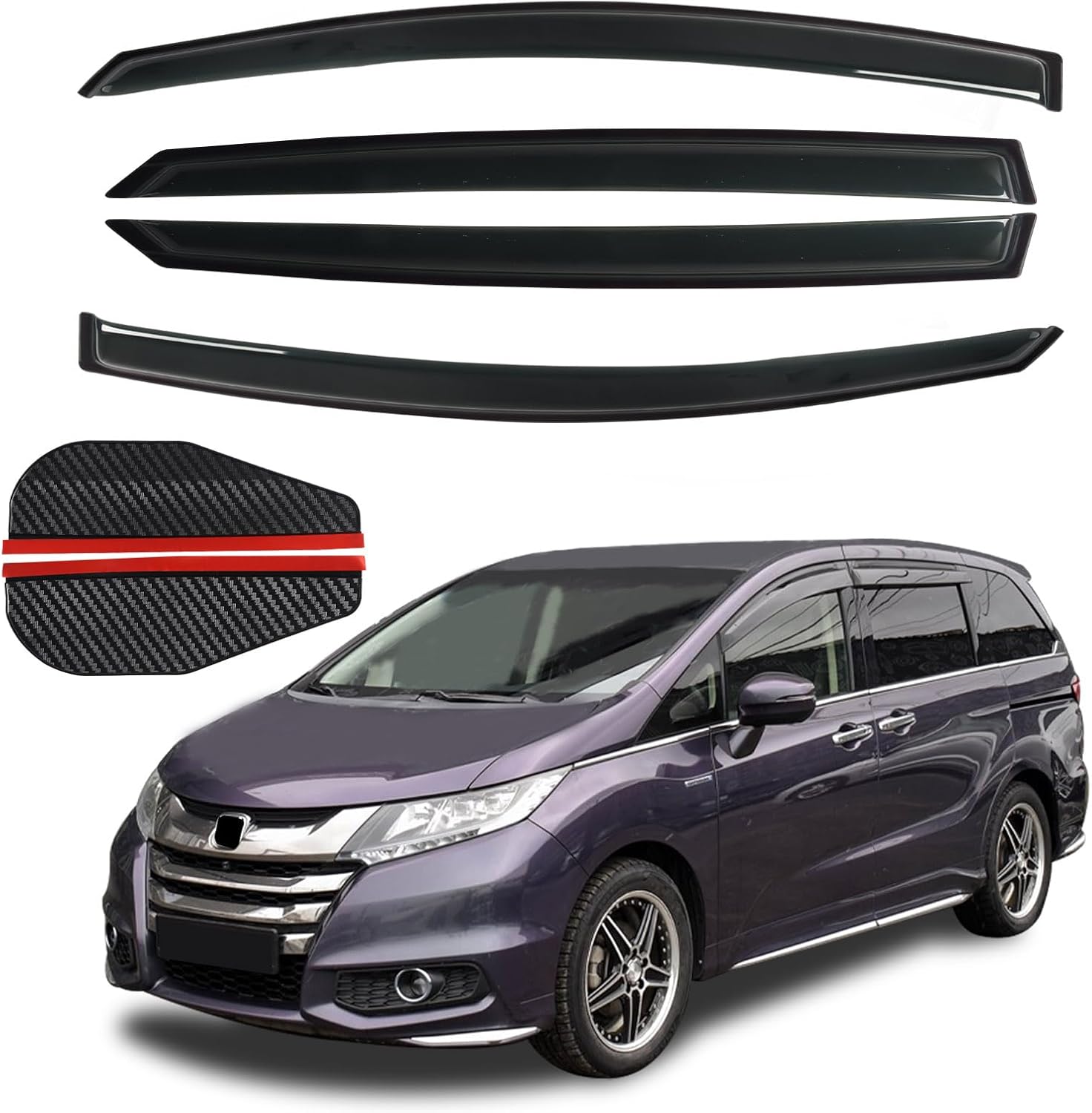 4pcs rain guards window visors fits for 2011-2017 honda odyssey, outside mount vent deflectors shade shield 2011 2012 2013 2014 2015 2016 2017 fit for 2011-2017 honda odyssey